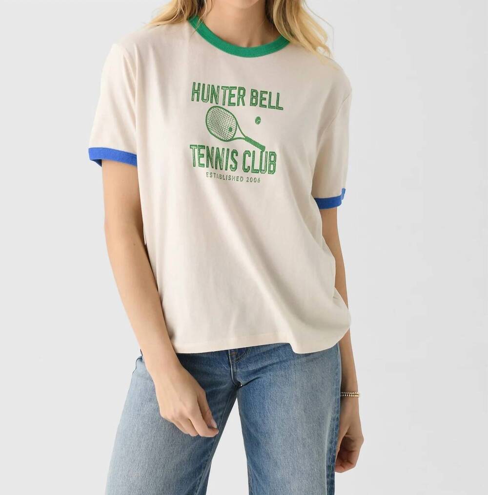 NEW HUNTER BELL tennis club tee in cream